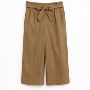 J.Crew Tie-Waist Wide Leg Cropped Pants | Cotton Stretch | Tan | Size 8